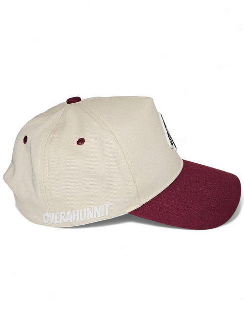 Burgundy/ Beige SnapBack Hat